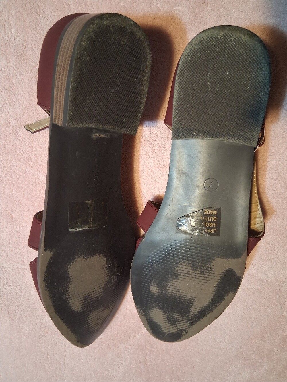 Burgundy Pointed Toe Criss Cross Strappy D'Orsay Flats Size 7 Journee Collection - Picture 8 of 9